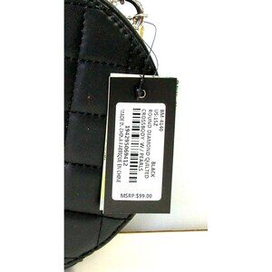 Round Black Quilted Crossbody Bag With Pearl & Chain Accent By BW Paris MSRP $99